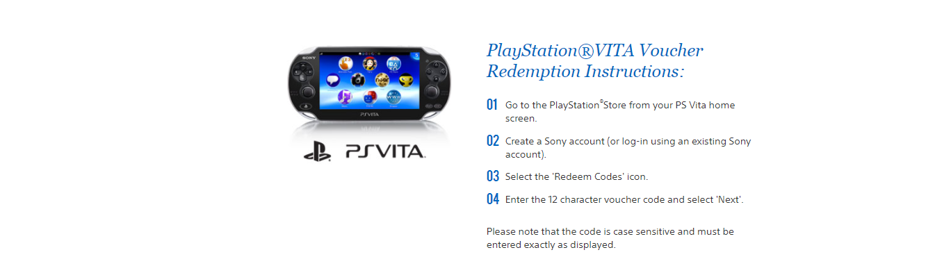 USA 1 year PS PLUS Playstation VITA voucher redemption instructions